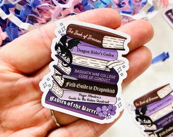 Dragon Fantasy Book Stack Vinyl sticker, Dragon Rider Sticker, Fantasy Book Stickers for Kindle, Book lover Sticker, Reading Gifts