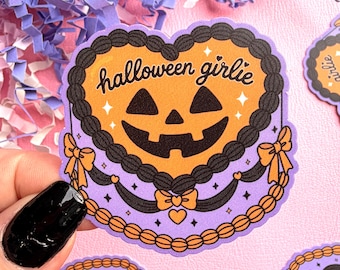 Jack O’ Lantern Halloween Girlie Cake Water Resistant Vinyl Sticker - For IPad, Kindle, Water Bottle