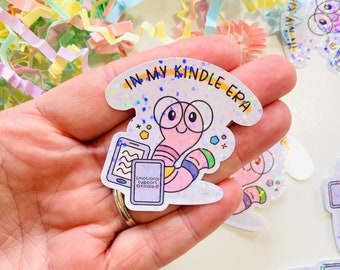 In my Kindle Era Sticker, Sparkly Book Stickers for Kindle, Kindle stickers for case, Cute Bookworm Sticker, Kindle accessories, Book Gifts