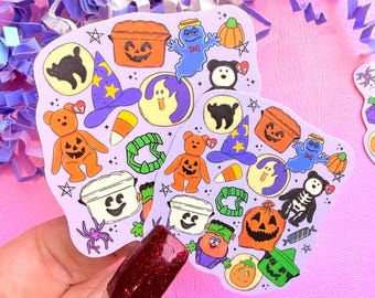 Pegatina de vinilo resistente al agua con diseño nostálgico de Halloween de los 90 - Para iPad, Kindle, botella de agua
