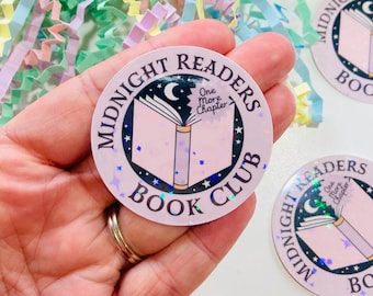 Midnight Readers Book Club Sparkly Vinyl Sticker, Bookish Sticker, Sticker for Kindle case, Kindle Sticker, Book lover gift, Reading Gifts