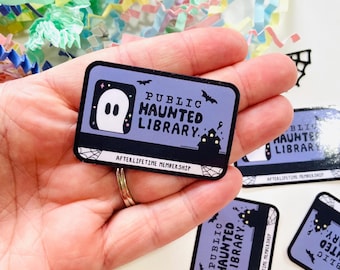 Cute Ghost Public Haunted Library Card Sticker, Bookish Sticker, Bookish Sticker, Kindle Sticker, Stickers for Kindle Case, Book lover gift
