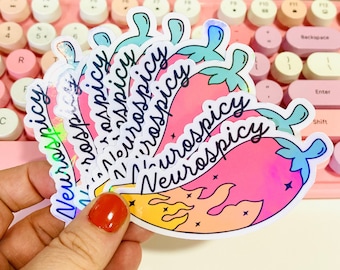 Neurodivergent Vinyl Sticker, neuro spicy Decal, neurodiversity, neurology gift, Autism Sticker, ADHD Sticker, Holographic Dye cut sticker