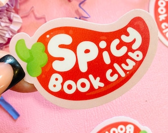 Pegatina de vinilo con diseño de chile picante del Club de Lectura para amantes de los libros.