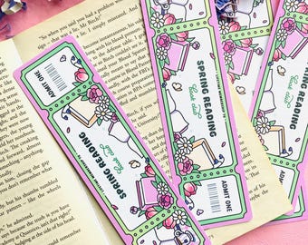 Lifetime Membership to Spring Reading Book Club Ticket Linen Bookmark