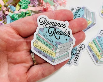 Romance Reader Bookstack Sticker,  Romance tropes Sticker, Book sticker for book lover, Kindle Sticker, Sticker for kindle Case, Book Gift