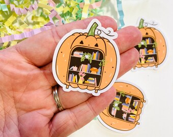 Cute Pumpkin Halloween Bookcase sticker, Spooky Bookish Sticker, Pumpkin BookShelve Sticker, Book Stickers for Kindle, Spooky Book Sticker