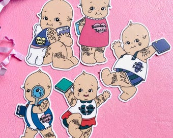 Adesivo de vinil resistente à água Kewpie com tema literário