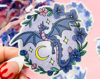 Adesivo de vinil resistente à água com dragão fantástico e estilo literário