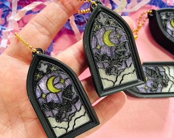 3D Printed Gothic Stained Glass Fantasy Dragon Fidget Clicker Keychain - Gift for Fantasy Reader