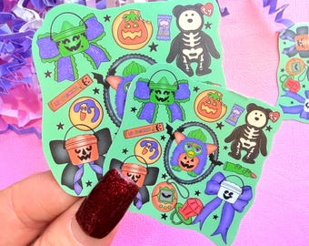 Pegatina de vinilo resistente al agua con diseño nostálgico de Halloween de los 90 - Para iPad, Kindle, botella de agua