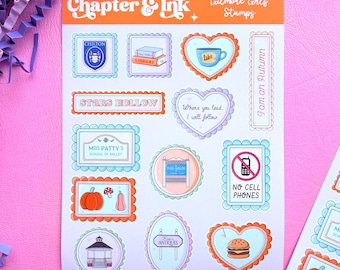 Stars Hollow Autumn Stamps Matte Vinyl Sticker Sheet - For Journalling
