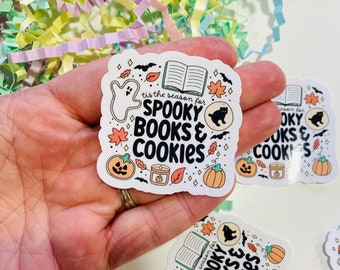 Spooky books & Cookies sticker, Halloween Bookish Sticker, Book Stickers for Kindle, Autumn Stickers, Fall Book Sticker, gift for book lover