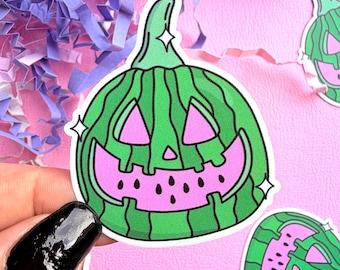 Summerween Jack O Lantern Watermelon Water Resistant Vinyl Sticker