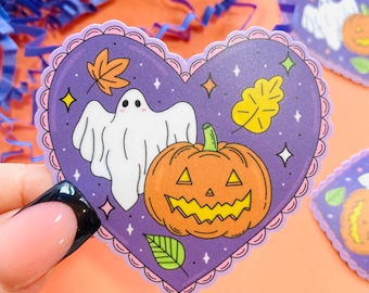 Pegatina de vinilo resistente al agua con forma de corazón para Halloween - Para botellas de agua, iPad, Kindle