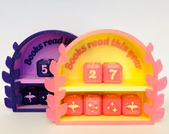 Books I've Read This Year with Dice - Book Tracker - 3D Printed Bookshelf Decor