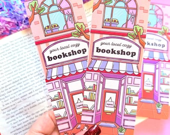 Marcapáginas de lino de tu librería local Cozy Bookshop - Accesorios de lectura para amantes de los libros