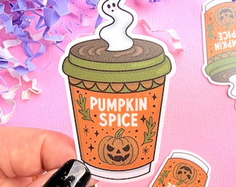 Pumpkin Spice Latte Water Resistant Vinyl Sticker For Coffee Lover
