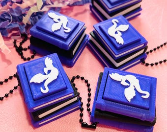 3D Printed Purple Fantasy Dragon Bookstack Fidget Clicker Keychain - Gift for Fantasy Reader