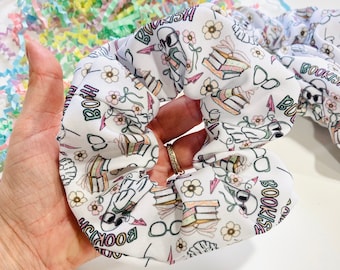 Bookish Girlie Ghost Scrunchie, Bookworm Hair Tie, Gift for Reader, Ponytail Holder