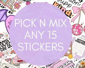 Sticker Packs, Any 15 Stickers, Pick Your Own Sticker Bundles, Bookish Stickers, Stickers for E-Reader, Stickers for Kindle Case, Book Lover