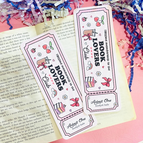 Lifetime Membership Book Lovers Book Club Bookmark, Admit One, Mini Bookmark, Linen Cardstock Bookmark, Reading Accessories, Book Club Gift