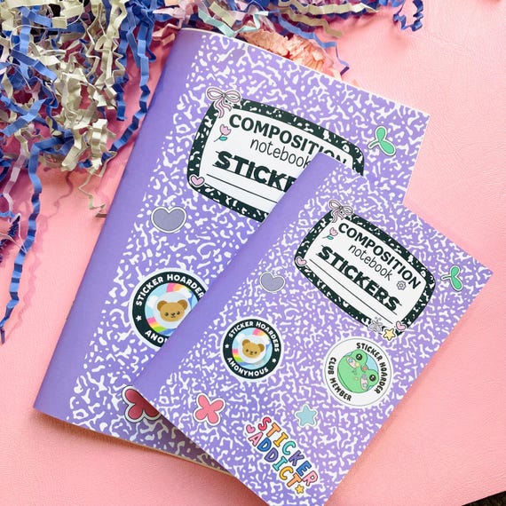 A5 & A6 Composition Notebook Mini Portable Double Sided Reusable Sticker Book - Sticker Hoarder Gift
