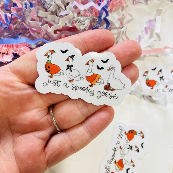 Just a Spooky Goose Vinyl sticker, Halloween Sticker, Fall Book Club, Water resistant, Silly Goose, Kindle Sticker, Kobo Sticker, ipad