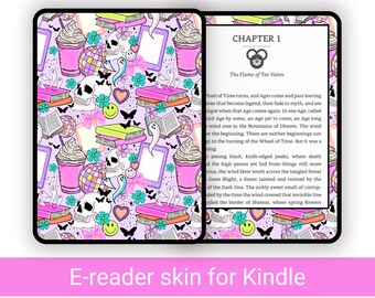 Colourful Ghost TBR bookish Kindle Vinyl Skin, iced Coffee Kindle Skin Decal, Kindle Paperwhite Skin, Kindle Accessories, Reading accessorie