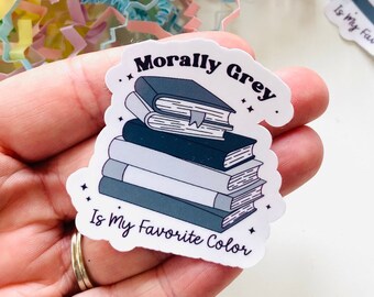 Morally grey is my favourite colour book stack Sticker, Smutty Book Sticker, Smut Reader Sticker, Vinyl Kindle Sticker, Sticker for kindle