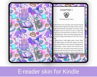 Fantasy Books Kindle Vinyl Skin, Dragon Kindle Skin Decal, Kindle Paperwhite Skin, E-reader Skin, Kindle Accessories, Reading accessories