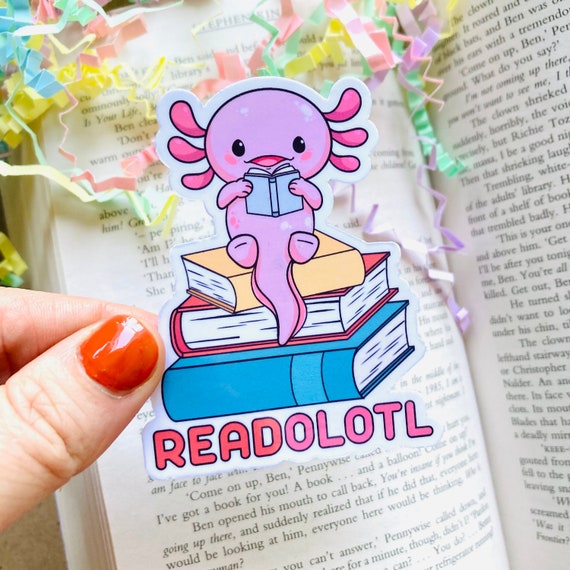 Readolotl sticker, axolotl sticker, Book stickers for Kindle, Kindle Gifts, Kindle Accessories, Read Books, book lover gift, axolotl gifts