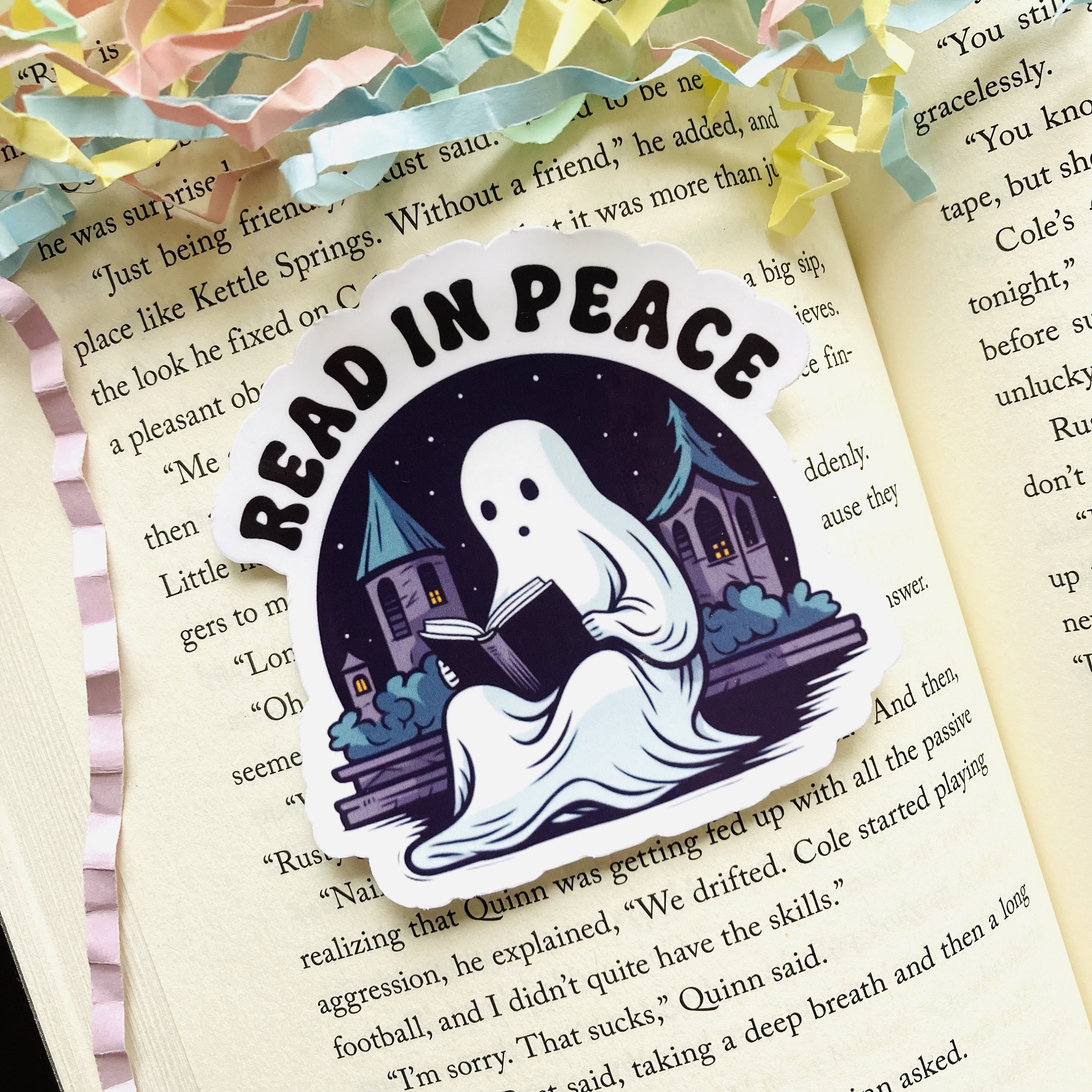 Read in Peace Sticker, Ghost Reading Sticker, Spooky Reading, Bookish ...