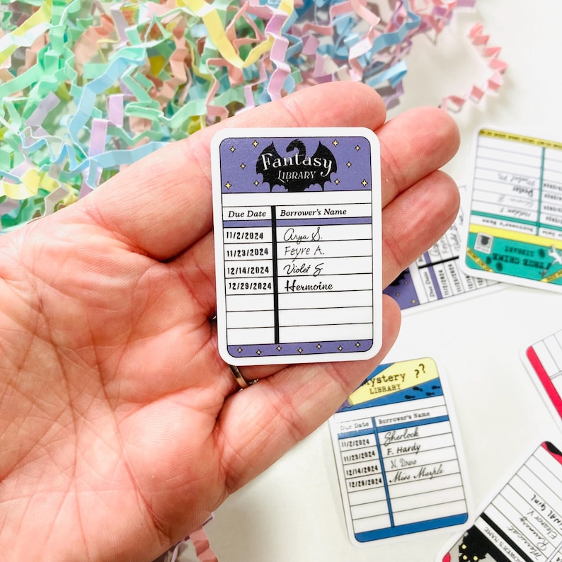Fantasy library card water resistant vinyl sticker