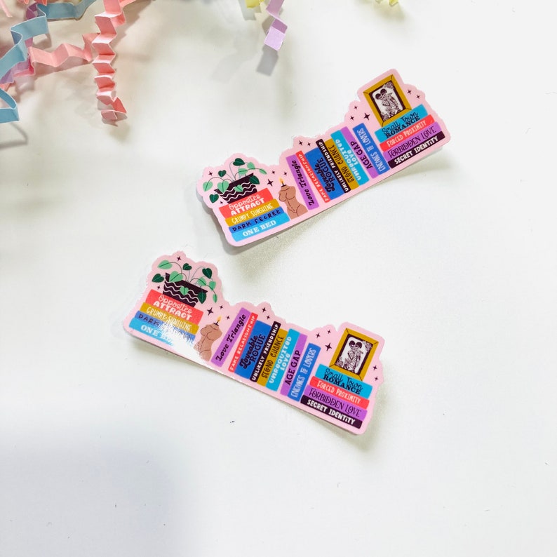 Romance trope bookshelf sticker