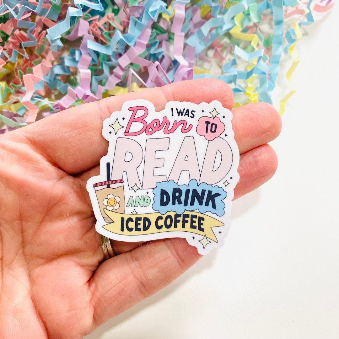 Iced Coffee and Books Sticker, Book Stickers for Kindle, Reading ...