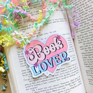 retro book lover laminated dye cut sticker