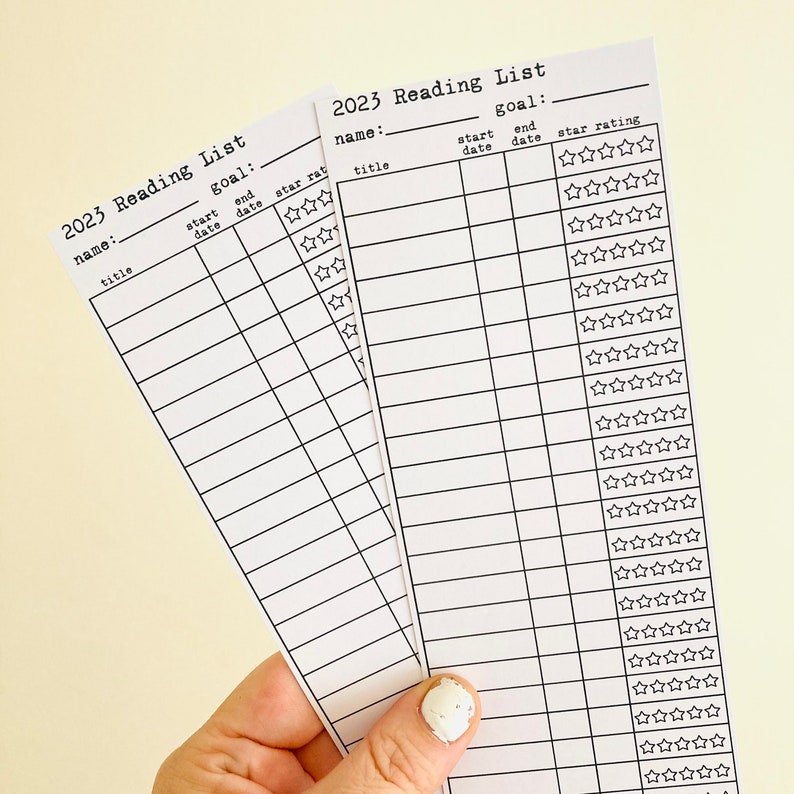 2023 Reading log Bookmark