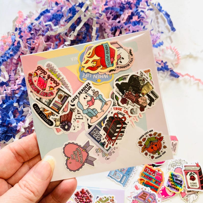 25 MINI WATER RESISTANT BOOKISH DIE CUT STICKER PACK