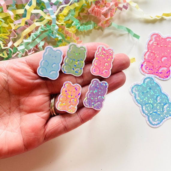 Gummy Bear Sweets Sparkly Die Cut Stickers, Mini Sticker Pack, Sticker for Kindle Case, Cute Bear Stickers, Laptop Decal, Sweets Sticker