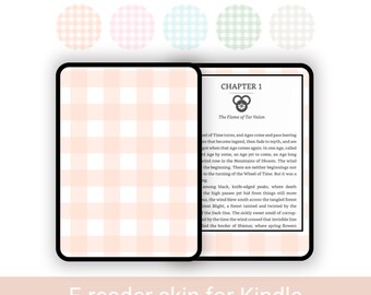 Pastel Gingham E- Reader Vinyl Skin, Kindle Skin Decal, Kindle Paperwhite Skin, Kindle Accessories, Reading accessories, Bookish merch