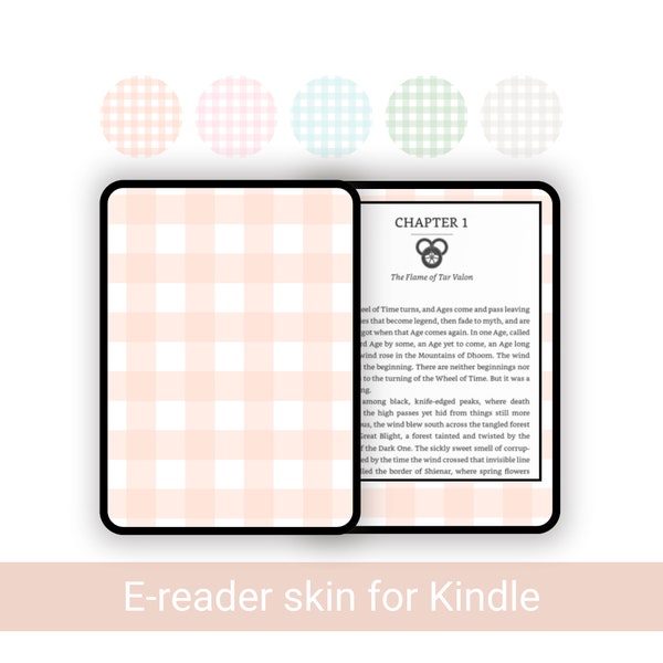 Pastel Gingham E-Reader Vinyl Skin, Kindle Skin Decal, Kindle Paperwhite Skin, Kindle Accessoires, Leesaccessoires, Bookish merch