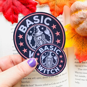 Basic Witch Sticker, Witchy vibes Sticker, Book Stickers for Kindle, Coffee lover sticker, Spooky Laminated Sticker, Halloween stickers,