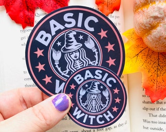 Basic Witch Sticker, Witchy vibes Sticker, Book Stickers for Kindle, Coffee lover sticker, Spooky Laminated Sticker, Halloween stickers,