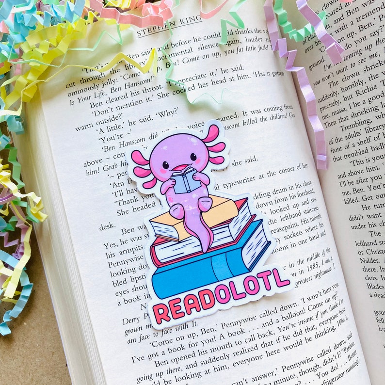 readolotl axolotl laimated dye cut sticker for kindle