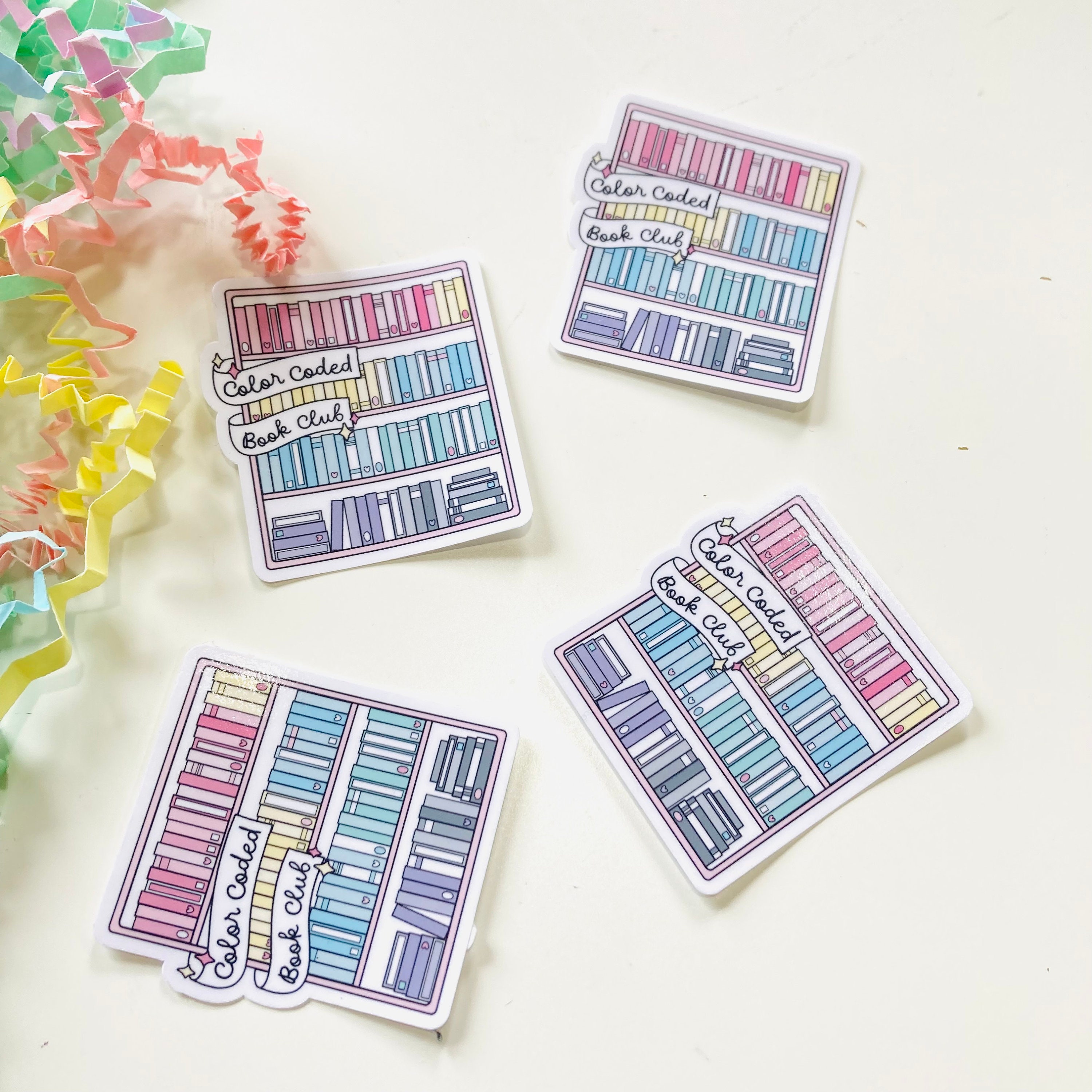 Colour Coded Book Club Vinyl Sticker, Bookshelf Sticker, Book Lover ...