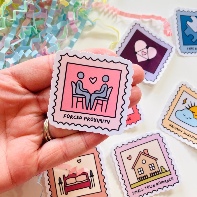 Forced proximity romance trope sticker