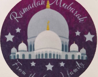 24 adesivos personalizados Ramadan Mubarak com nome de família | jejum | feito sob medida | mês islâmico | festival muçulmano | tempo para a família | chocolates