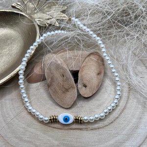 Pearl Necklace with Nazar Eye / Evil Eye Necklace