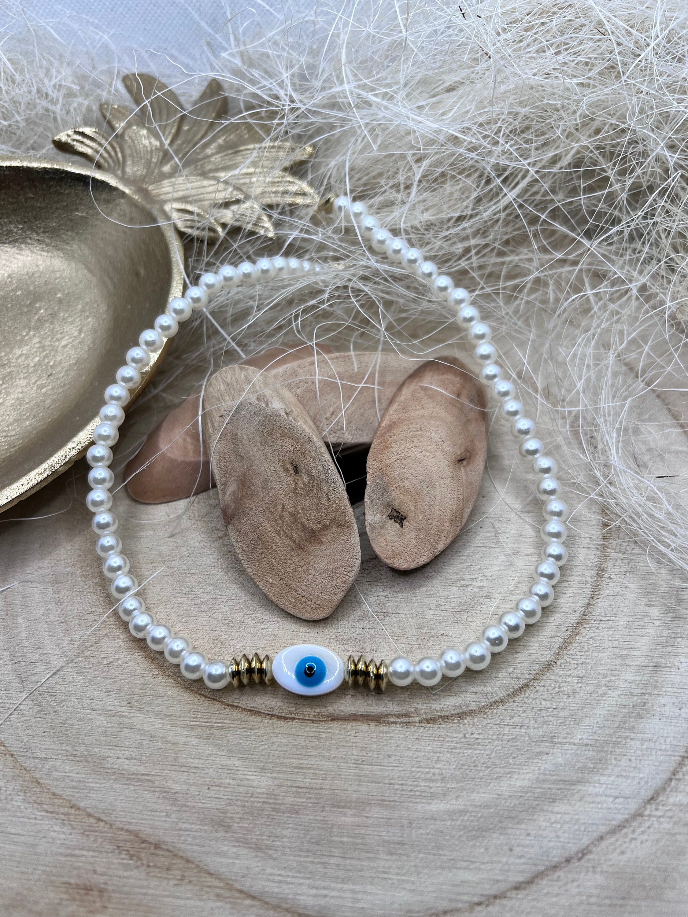 Pearl Necklace With Nazar Eye Evil Eye Necklace Etsy Australia